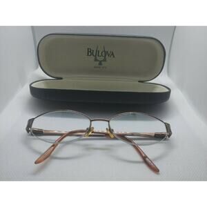 BULOVA “TARRAGONA” Eyeglasses Frame Half Rimless 51-17-135 Brown/Gold OE54